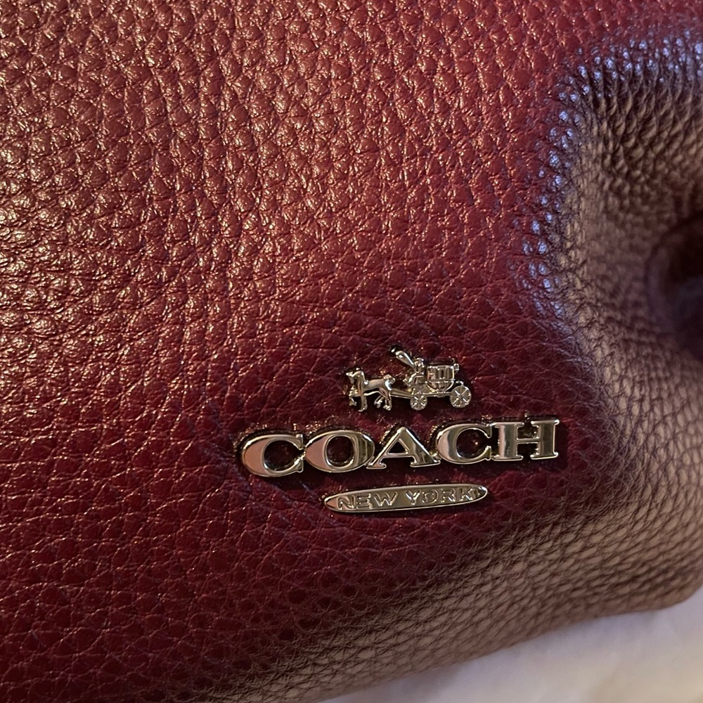 Coach Phoebe Pebbled Leather Shoulder Bag In Burgundy - Picture 3 of 5